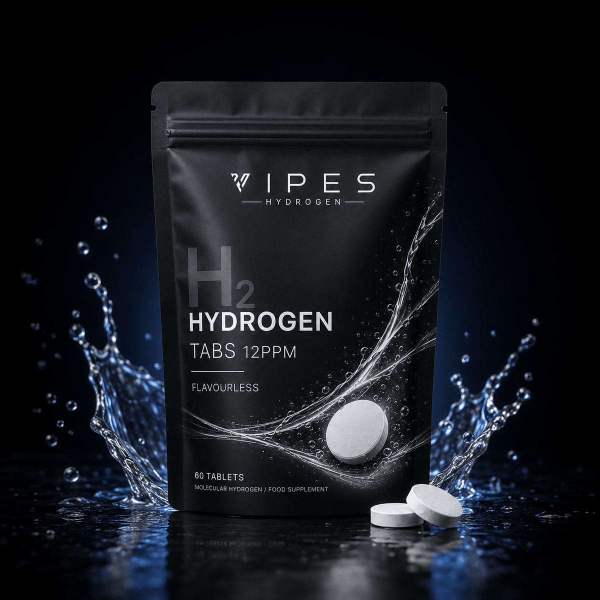 Vipes H2 Tabs - Effervescent Tablets for Hydrogen-Rich Water, Easy and Compact