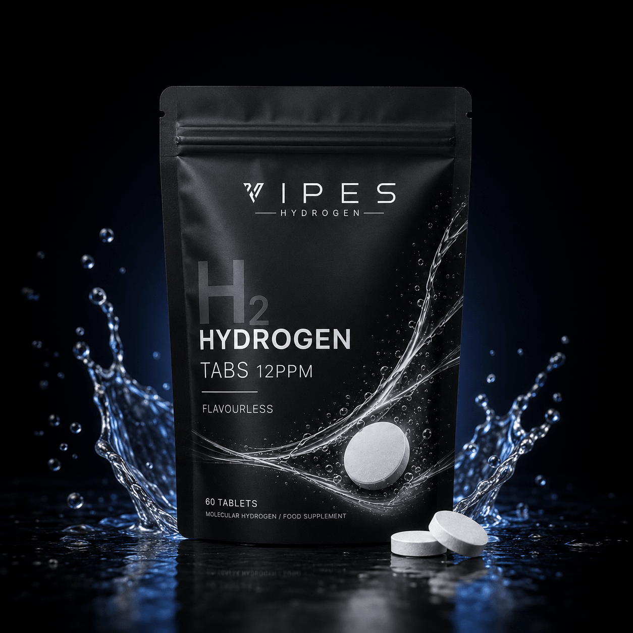 Vipes H2 Tabs - Effervescent Tablets for Hydrogen-Rich Water, Easy and Compact